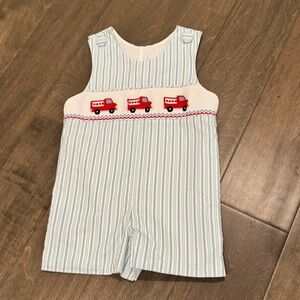 Stitchy Fish Firetruck Smocked Jon Jon